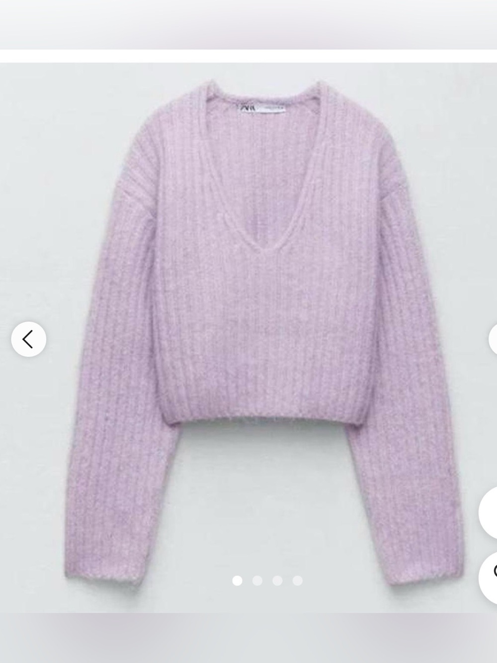 Zara Wool Blend V neck Cropped Jumper in Lilac , Small